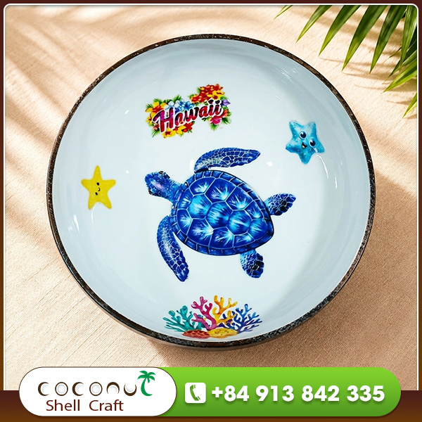 Lacquered coconut shell bowl